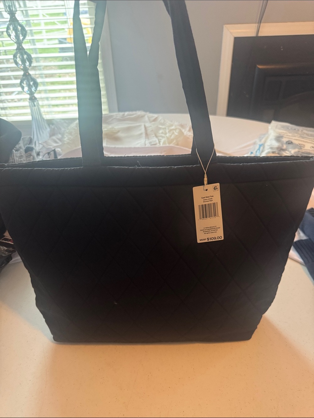 Vera Bradley Black Quilted Tote with Front Pocket - Picture 4 of 4